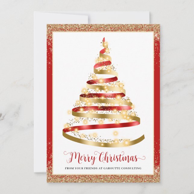 Merry Christmas Tree Corporate Logo Holiday Card (Front)