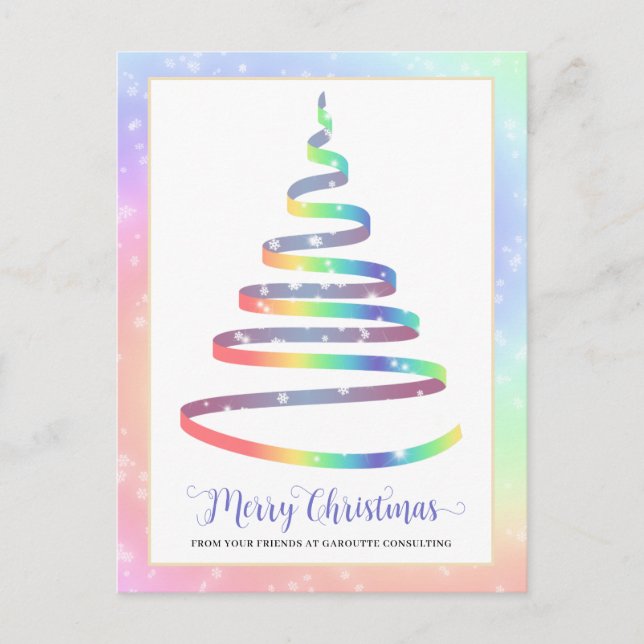 Merry Christmas Tree Corporate Logo Holiday Postcard (Front)
