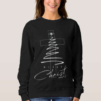 Merry Christmas Tree Cross |Christian Holiday Gift Sweatshirt
