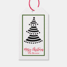 MERRY CHRISTMAS TREE CUSTOM NAME GIFT TAGS 