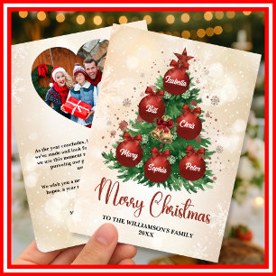 Merry Christmas Tree Custom PHOTO Family Name Holiday Card