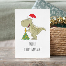 Merry Christmas Tree Cute Dinosaur Santa Hat