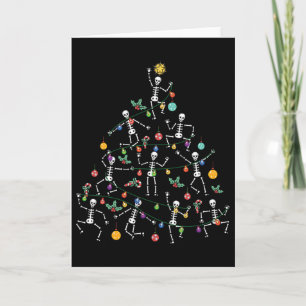 Merry Christmas Tree Dancing Skeleton Funny Hallow Card