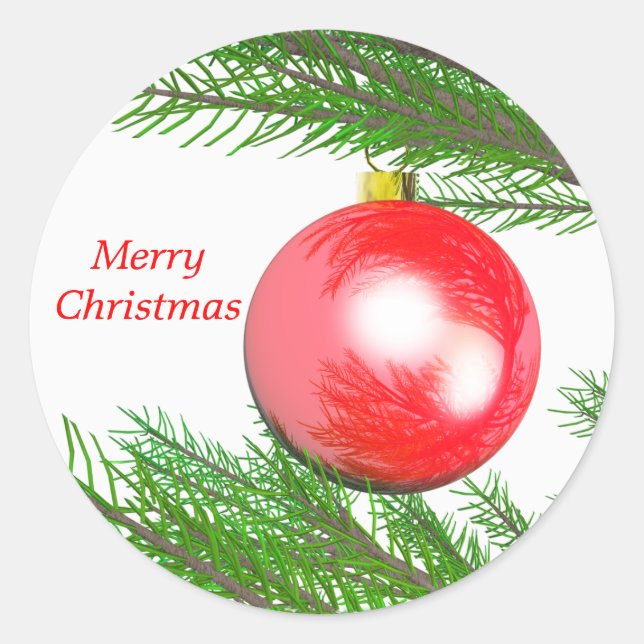 Merry Christmas Tree Decoration Classic Round Sticker (Front)