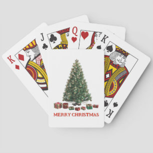 Merry Christmas. Tree (design 1) with gifts Playing Cards
