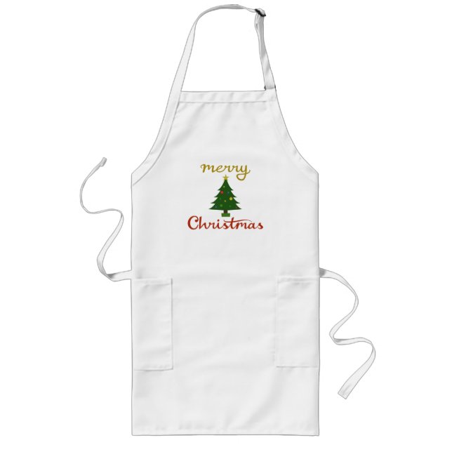 Merry Christmas+Tree Design Long Apron (Front)
