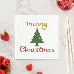 Merry Christmas+Tree Design Napkin
