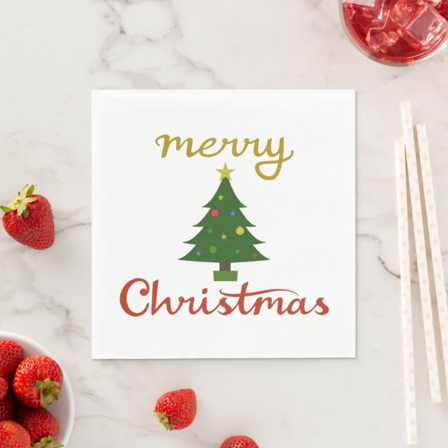 Merry Christmas+Tree Design Napkin (Insitu)