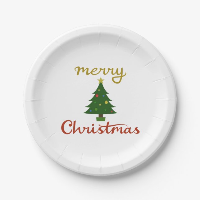 Merry Christmas+Tree Design Paper Plate (Front)