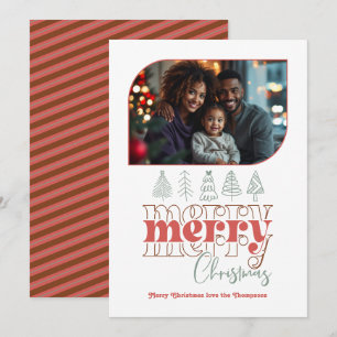 Merry Christmas Tree Doodle Modern Holiday Photo Card