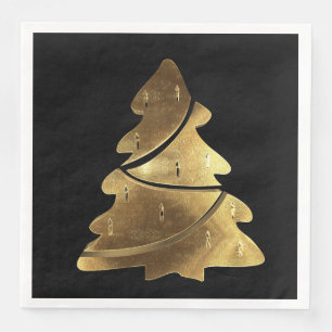 Merry Christmas Tree Elegant Chic Faux Gold Foil Napkin