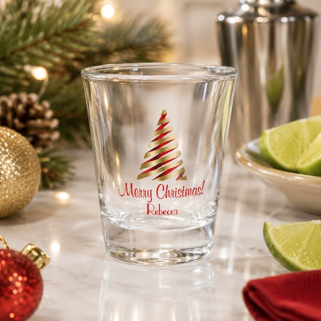 Merry Christmas tree elegant Shot Glass (Creator Uploaded)