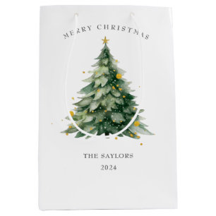 Merry Christmas Tree Family Medium Gift Bag