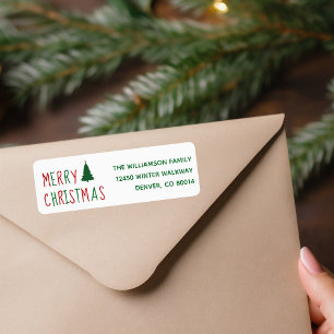 Merry Christmas Tree Festive Green Return Address