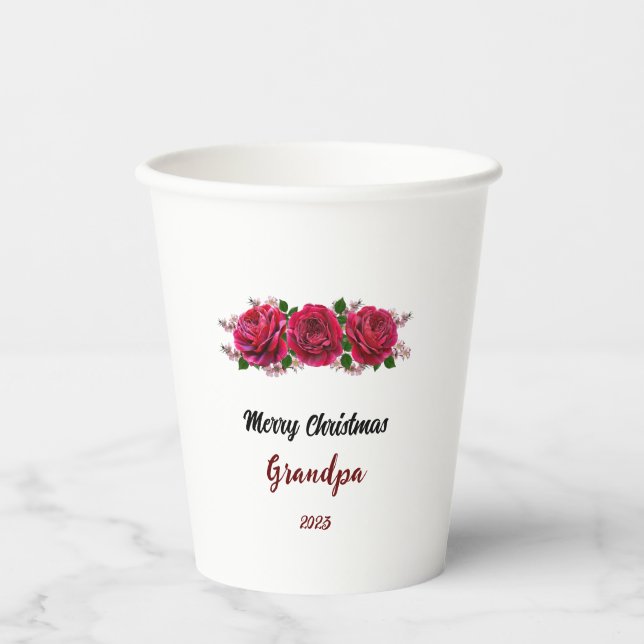 Merry Christmas Tree Festive Holiday Gift Design Paper Cups (Front)