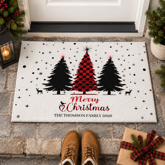 Merry Christmas Tree Festive Snowflake Winter  Doormat (Creator Uploaded)