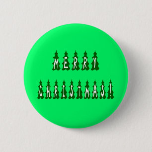 Merry Christmas Tree Font 6 Cm Round Badge