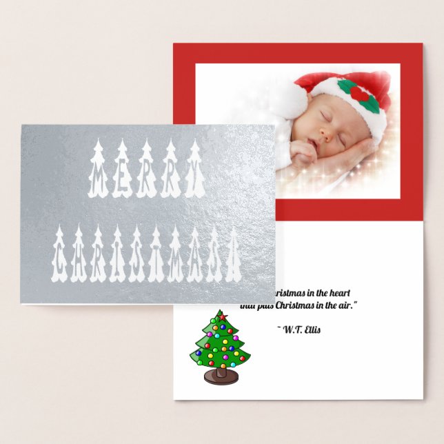 Merry Christmas Tree Font, Add Photo, Verse, ZAtoZ Foil Card (Display)