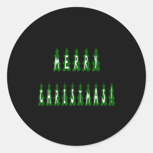 Merry Christmas Tree Font Girls And Boys  Classic Round Sticker