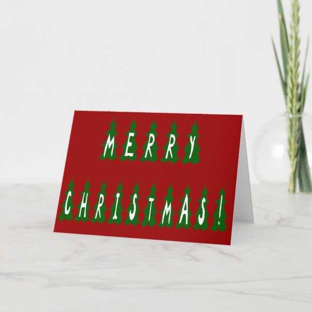 Merry Christmas Tree Font Holiday Card (Front)
