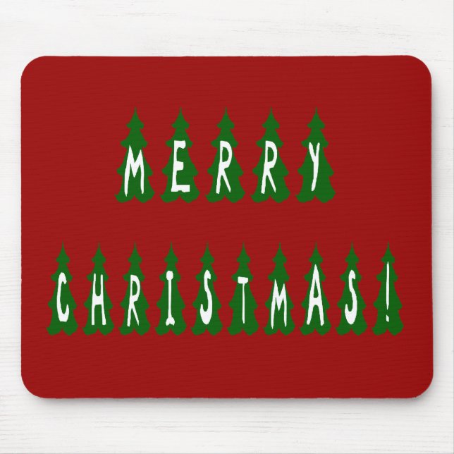 Merry Christmas Tree Font Mouse Pad (Front)