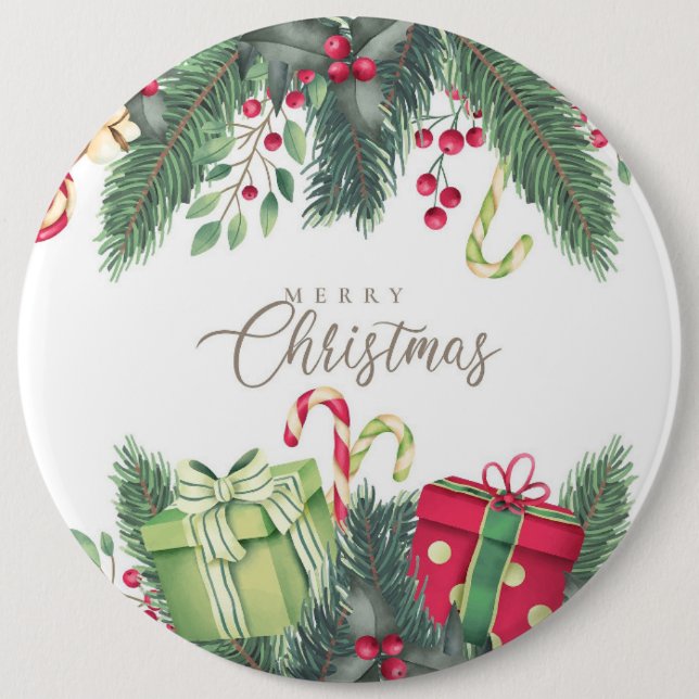 Merry Christmas Tree Gifts Decoration 6 Cm Round Badge (Front)