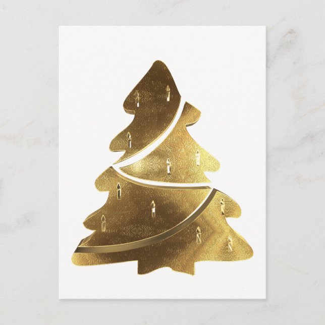 Merry Christmas Tree Gold Look Elegant Card (Front)