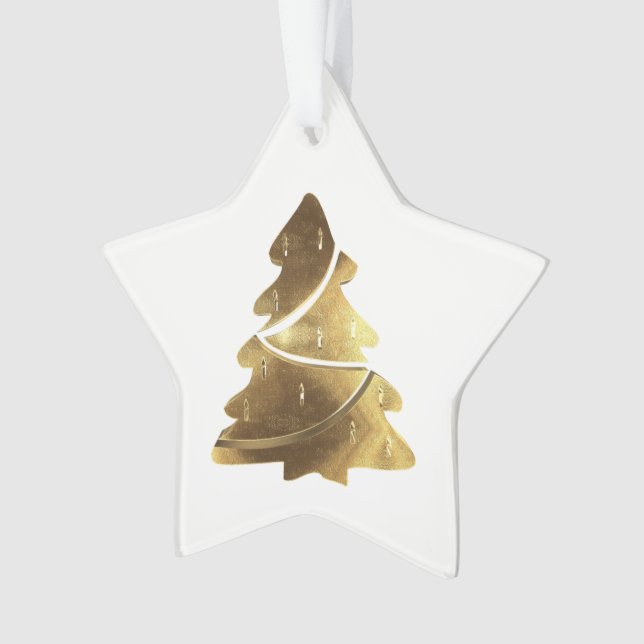 Merry Christmas Tree Gold Look Elegant Festive Ornament (Front)