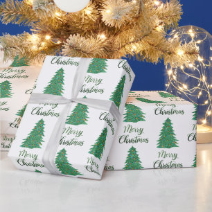 Merry christmas tree- green glitter wrapping paper
