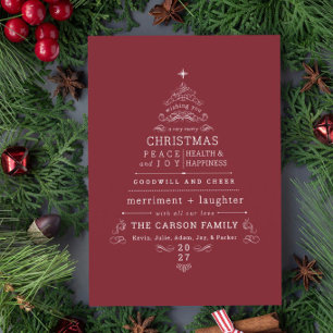 Merry Christmas Tree Greeting Word Art Holiday Card