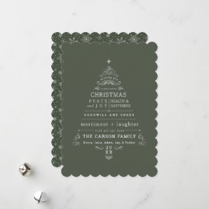 Merry Christmas Tree Greeting Word Art Holiday Card