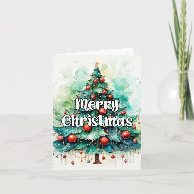 Merry Christmas Tree Happy Holidays Holiday Card (Front)