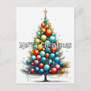 Merry Christmas Tree Happy Holidays Postcard
