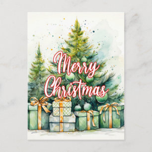 Merry Christmas Tree Happy Holidays Postcard
