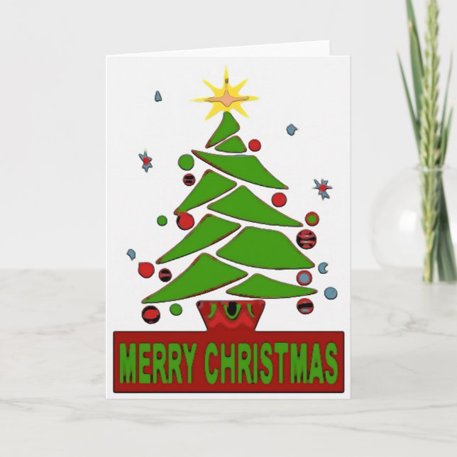 Merry Christmas Tree Holiday Card (Front)