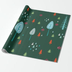 Merry Christmas Tree Holiday Green Pattern Gift Wrapping Paper