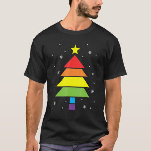 Merry Christmas Tree Holiday Rainbow LGBTQ Gay Pri T-Shirt