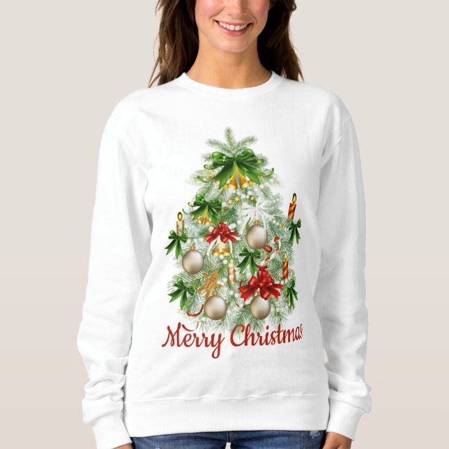 Merry Christmas Tree Holiday Sweatshirt (Front)