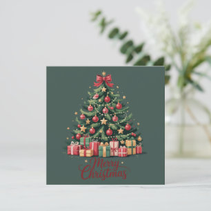 Merry Christmas Tree Holiday Winter Xmas Holiday Card