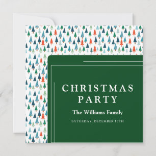 Merry Christmas Tree Holiday Wintery Green Party Card