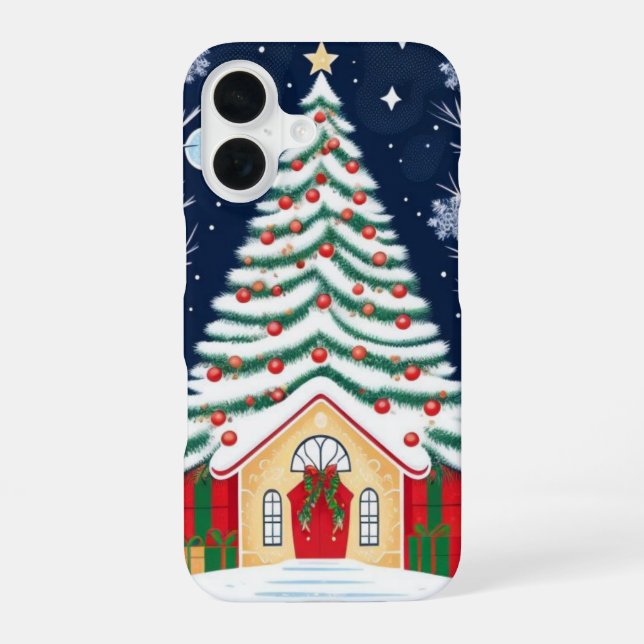 Merry Christmas Tree iPhone 16 Case (Back)