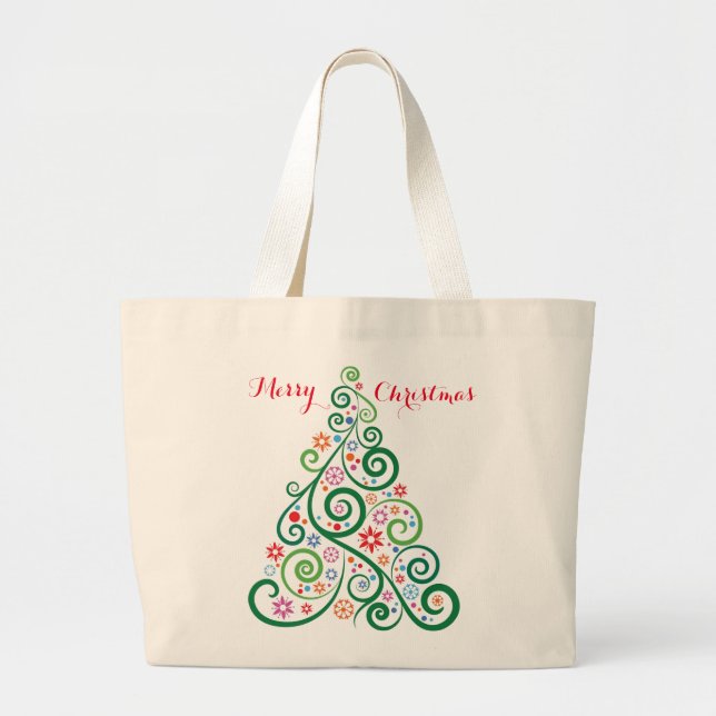Merry Christmas Tree Jumbo Tote (Front)