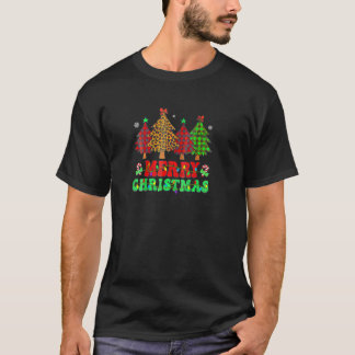 Merry Christmas Tree Leopard Buffalo Plaid Funny P T-Shirt