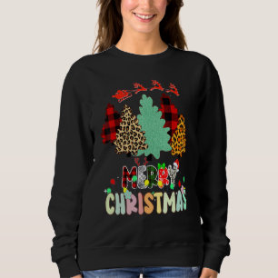 Merry Christmas Tree Leopard Buffalo Red Plaid For Sweatshirt