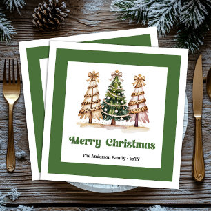 Merry Christmas Tree Leopard Print Napkins Custom!