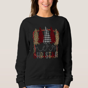 Merry Christmas Tree Leopard Red Buffalo Plaid Xma Sweatshirt