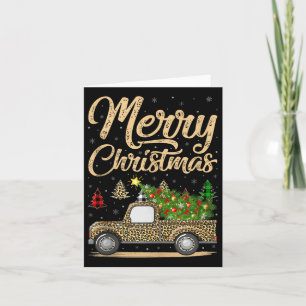 Merry Christmas Tree Leopard Truck Xmas Family Paj Card