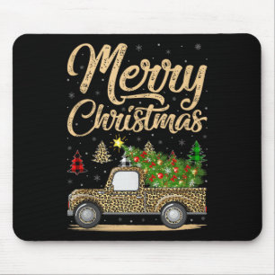 Merry Christmas Tree Leopard Truck Xmas Family Paj Mouse Pad