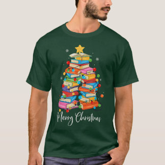 Merry Christmas Tree Librarian Xmas Reading Book L T-Shirt