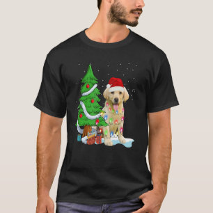 Merry Christmas Tree Light Santa Hat Dog Labrador T-Shirt
